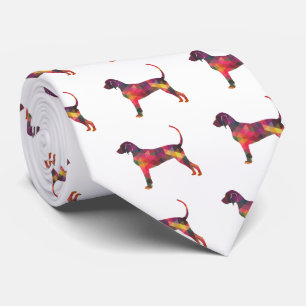 Bluetick Coonhound Dog Geometric Silhouette Tie