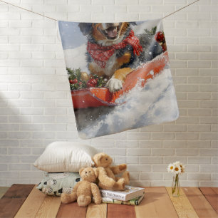 Bluetick Coonhound Dog in Sledge Christmas Baby Blanket