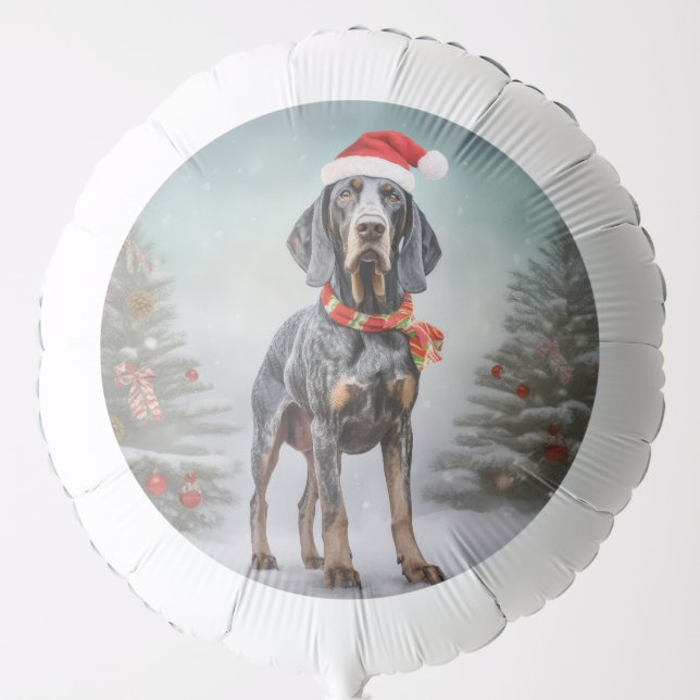 Bluetick Coonhound Dog in Snow Christmas  Balloon (Front)
