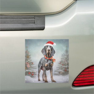 Bluetick Coonhound Dog in Snow Christmas  Car Magnet