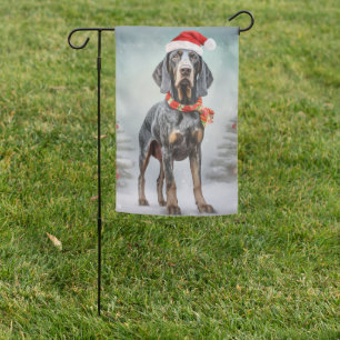 Bluetick Coonhound Dog in Snow Christmas Garden Flag