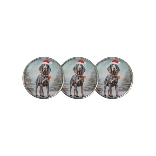 Bluetick Coonhound Dog in Snow Christmas  Golf Ball Marker