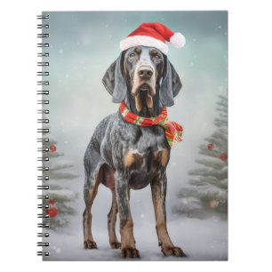 Bluetick Coonhound Dog in Snow Christmas Notebook
