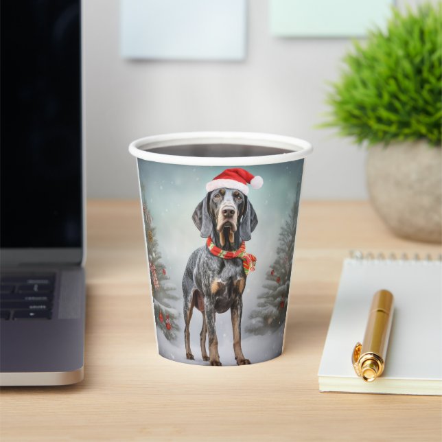 Bluetick Coonhound Dog in Snow Christmas  Paper Cups (Insitu)