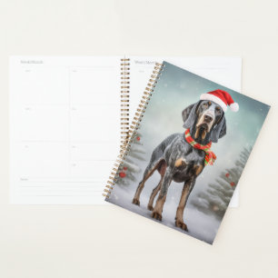 Bluetick Coonhound Dog in Snow Christmas Planner