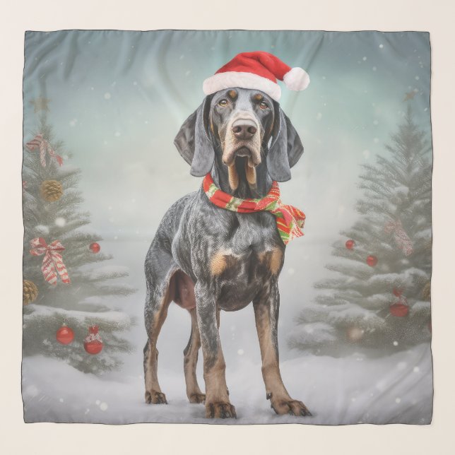 Bluetick Coonhound Dog in Snow Christmas  Scarf (Front)