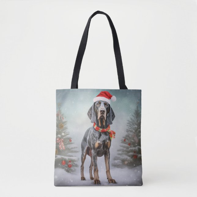Bluetick Coonhound Dog in Snow Christmas  Tote Bag (Front)