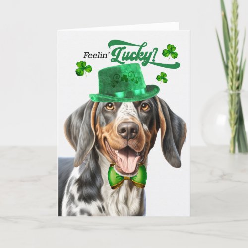 Bluetick Coonhound Dog Lucky St Patricks Day Holiday Card