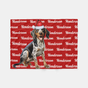 Bluetick Coonhound Dog Name Christmas Holiday Fleece Blanket