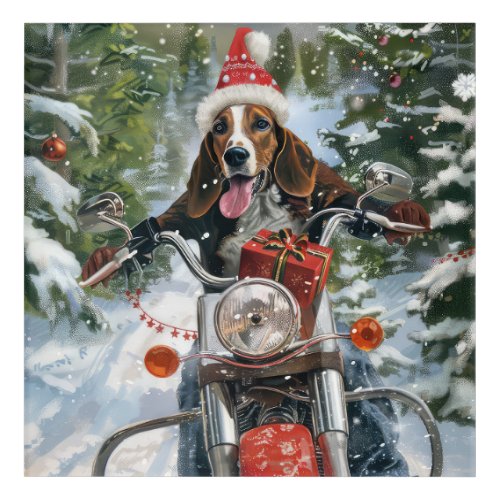 Bluetick Coonhound Dog Riding Motorcycle Christmas Acrylic Print