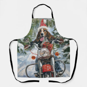 Bluetick Coonhound Dog Riding Motorcycle Christmas Apron