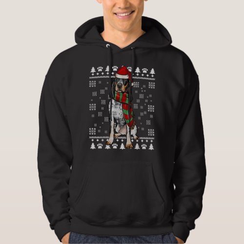 Bluetick Coonhound Dog Santa Hat Xmas Ugly Christm Hoodie