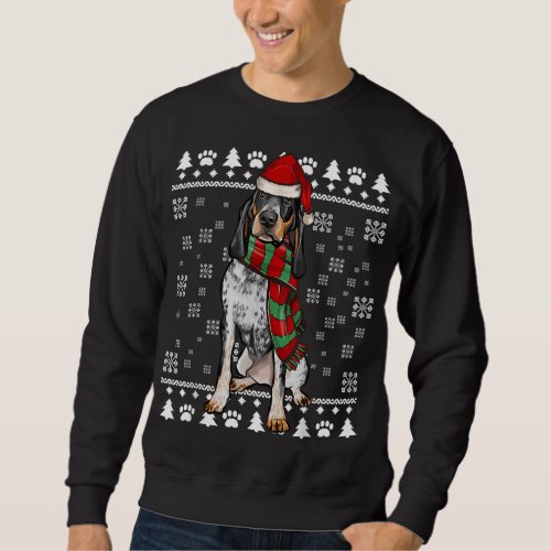 Bluetick Coonhound Dog Santa Hat Xmas Ugly Christm Sweatshirt