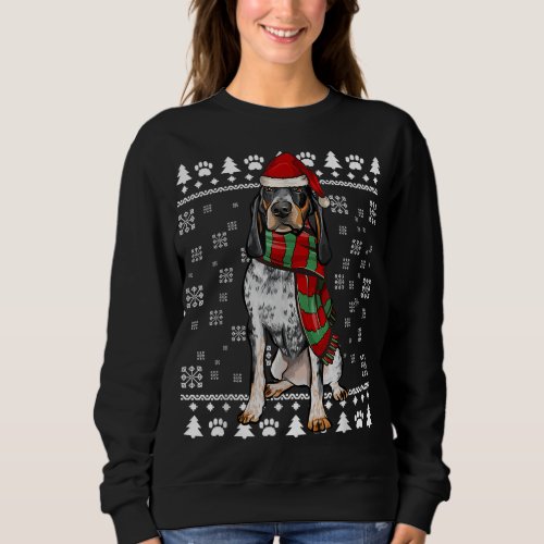 Bluetick Coonhound Dog Santa Hat Xmas Ugly Christm Sweatshirt