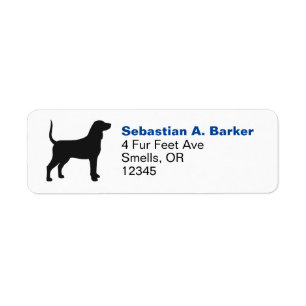 Bluetick Coonhound Dog Silhouette Return Address Label