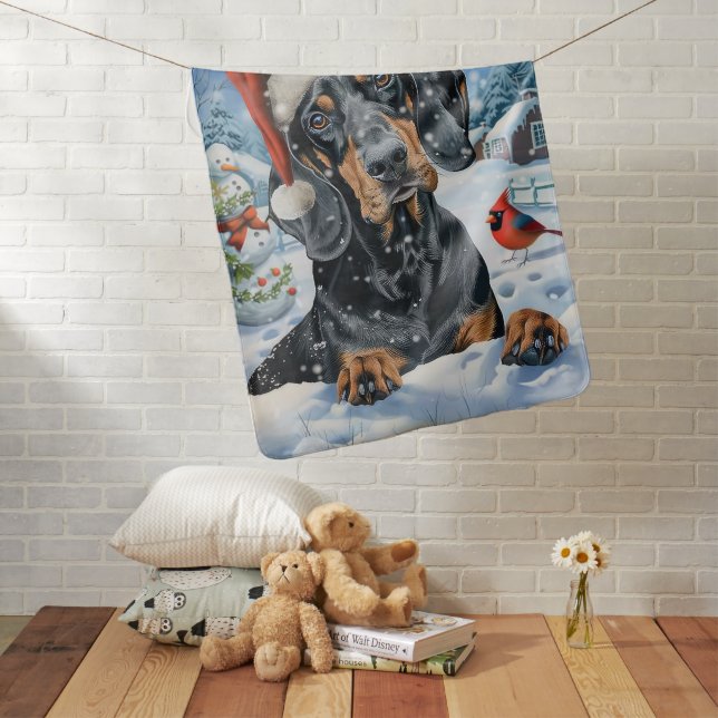 Bluetick Coonhound Dog Winter Wonderland Christmas Baby Blanket (In Situ)