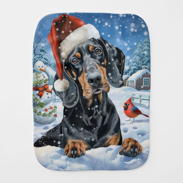 Bluetick Coonhound Dog Winter Wonderland Christmas Baby Burp Cloth (Front)