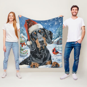 Bluetick Coonhound Dog Winter Wonderland Christmas Fleece Blanket