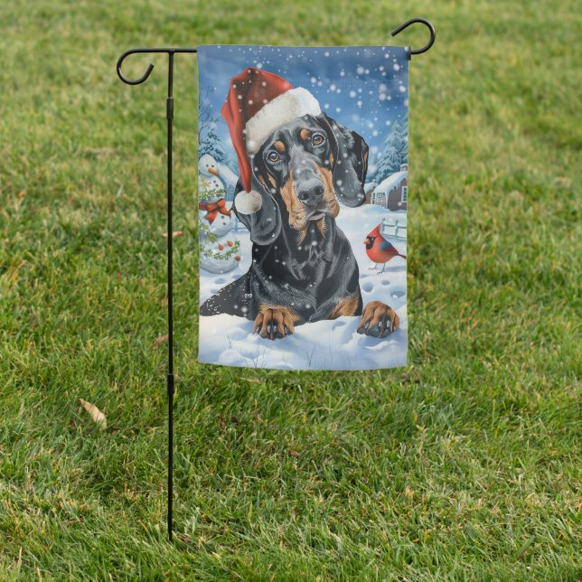Bluetick Coonhound Dog Winter Wonderland Christmas Garden Flag (In SItu)