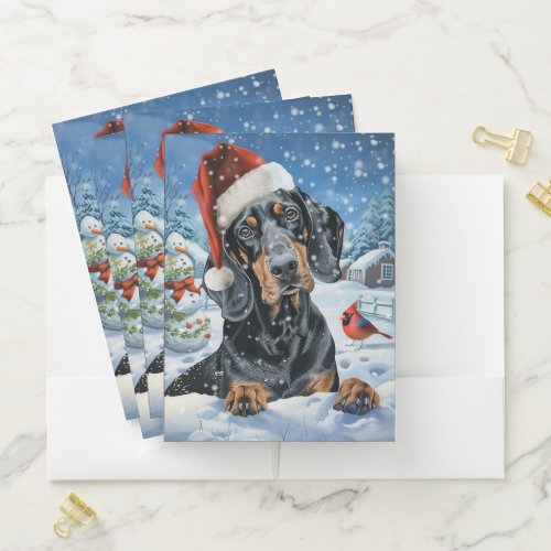 Bluetick Coonhound Dog Winter Wonderland Christmas Pocket Folder