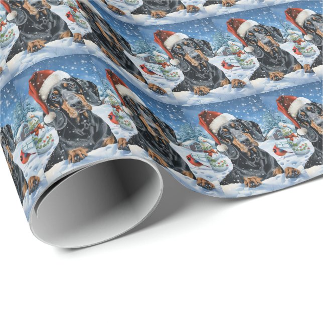 Bluetick Coonhound Dog Winter Wonderland Christmas Wrapping Paper (Roll Corner)