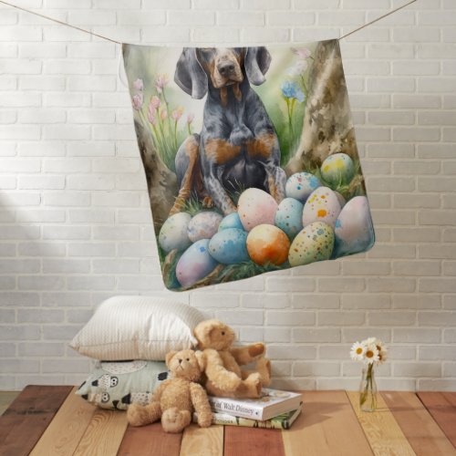 Bluetick Coonhound Dog with Easter Eggs Holiday  Baby Blanket