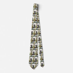 Bluetick Coonhound Dog with Easter Eggs Holiday  Neck Tie