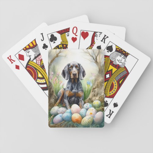 Bluetick Coonhound Dog with Easter Eggs Holiday  Playing Cards