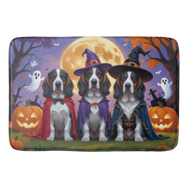 Bluetick Coonhound Dogs Pumpkin Halloween Funny Bath Mat (Front)
