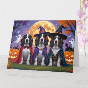 Bluetick Coonhound Dogs Pumpkin Halloween Funny Card