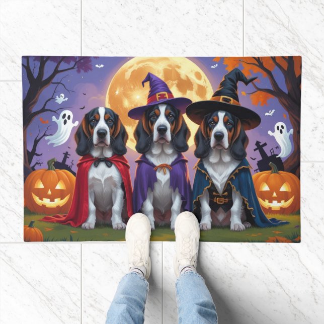 Bluetick Coonhound Dogs Pumpkin Halloween Funny Doormat (Indoor)