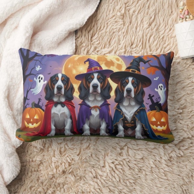 Bluetick Coonhound Dogs Pumpkin Halloween Funny Lumbar Pillow (Blanket)