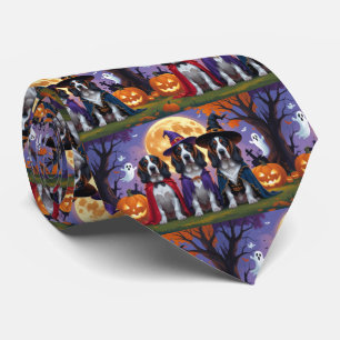 Bluetick Coonhound Dogs Pumpkin Halloween Funny Neck Tie
