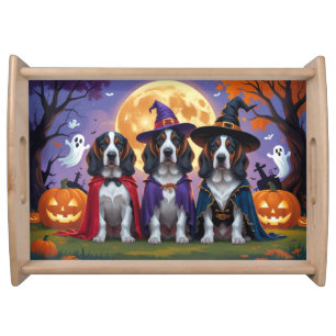 Bluetick Coonhound Dogs Pumpkin Halloween Funny Serving Tray