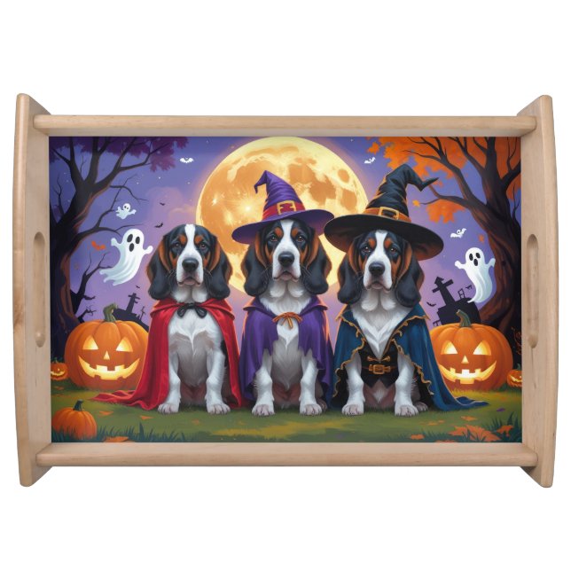 Bluetick Coonhound Dogs Pumpkin Halloween Funny Serving Tray (Front)