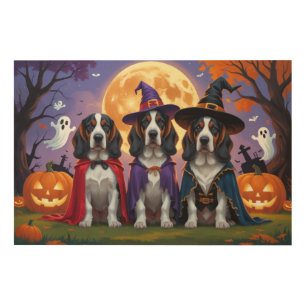 Bluetick Coonhound Dogs Pumpkin Halloween Funny Wood Wall Art