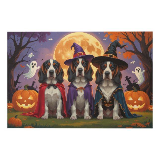 Bluetick Coonhound Dogs Pumpkin Halloween Funny Wood Wall Art (Front)