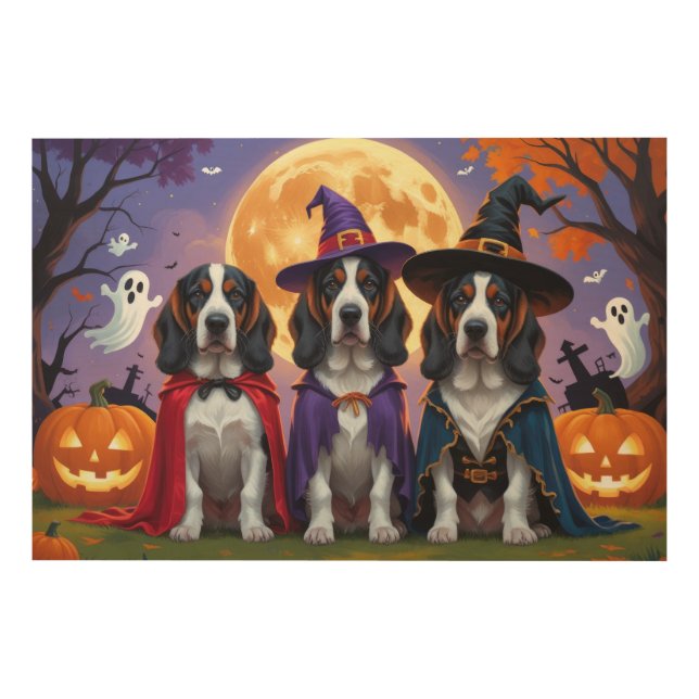 Bluetick Coonhound Dogs Pumpkin Halloween Funny Wood Wall Art (Front)
