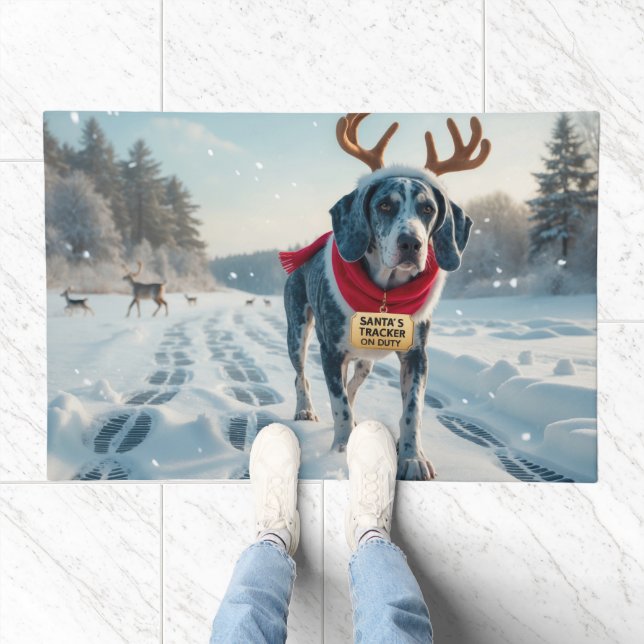 Bluetick Coonhound Festive Holiday Christmas  Doormat (Indoor)