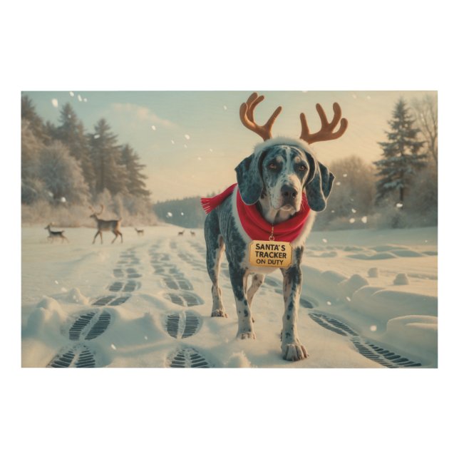 Bluetick Coonhound Festive Holiday Christmas  Wood Wall Art (Front)