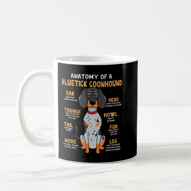 Bluetick Coonhound Funny Anatomy of Dog Mom Dad Gi Coffee Mug (Left)