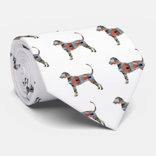 Bluetick Coonhound Geometric Pattern Silhouette Tie