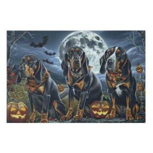 Bluetick Coonhound Halloween Spooky Faux Canvas Print