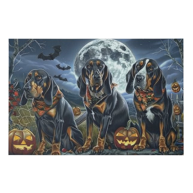 Bluetick Coonhound Halloween Spooky Faux Canvas Print (Front)