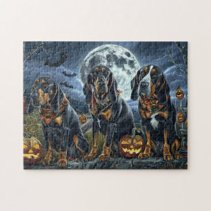 Bluetick Coonhound Halloween Spooky Jigsaw Puzzle
