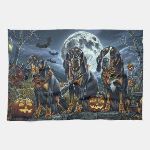 Bluetick Coonhound Halloween Spooky Kitchen Towel