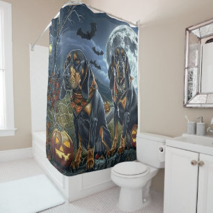 Bluetick Coonhound Halloween Spooky Shower Curtain