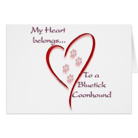 Bluetick Coonhound Heart Belongs Cards (Front Horizontal)