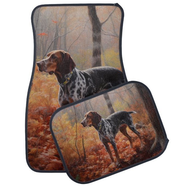 Bluetick Coonhound in Autumn Leaves Fall Inspire Car Floor Mat (Set)