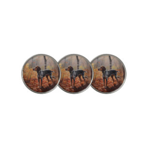Bluetick Coonhound in Autumn Leaves Fall Inspire Golf Ball Marker
